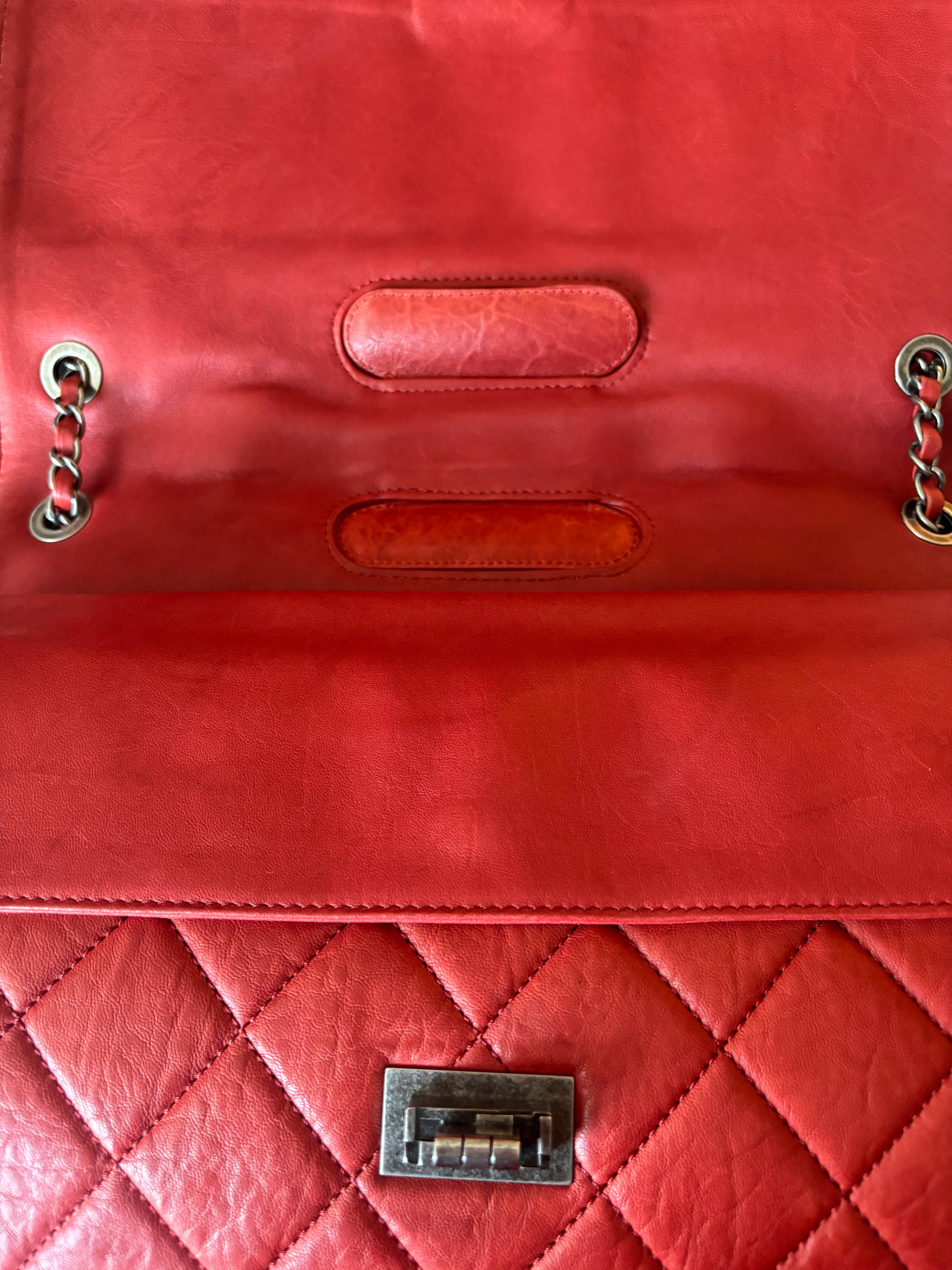CHANEL Red Quilted Lambskin Reissue Tote Shoulder Bag | Clutch