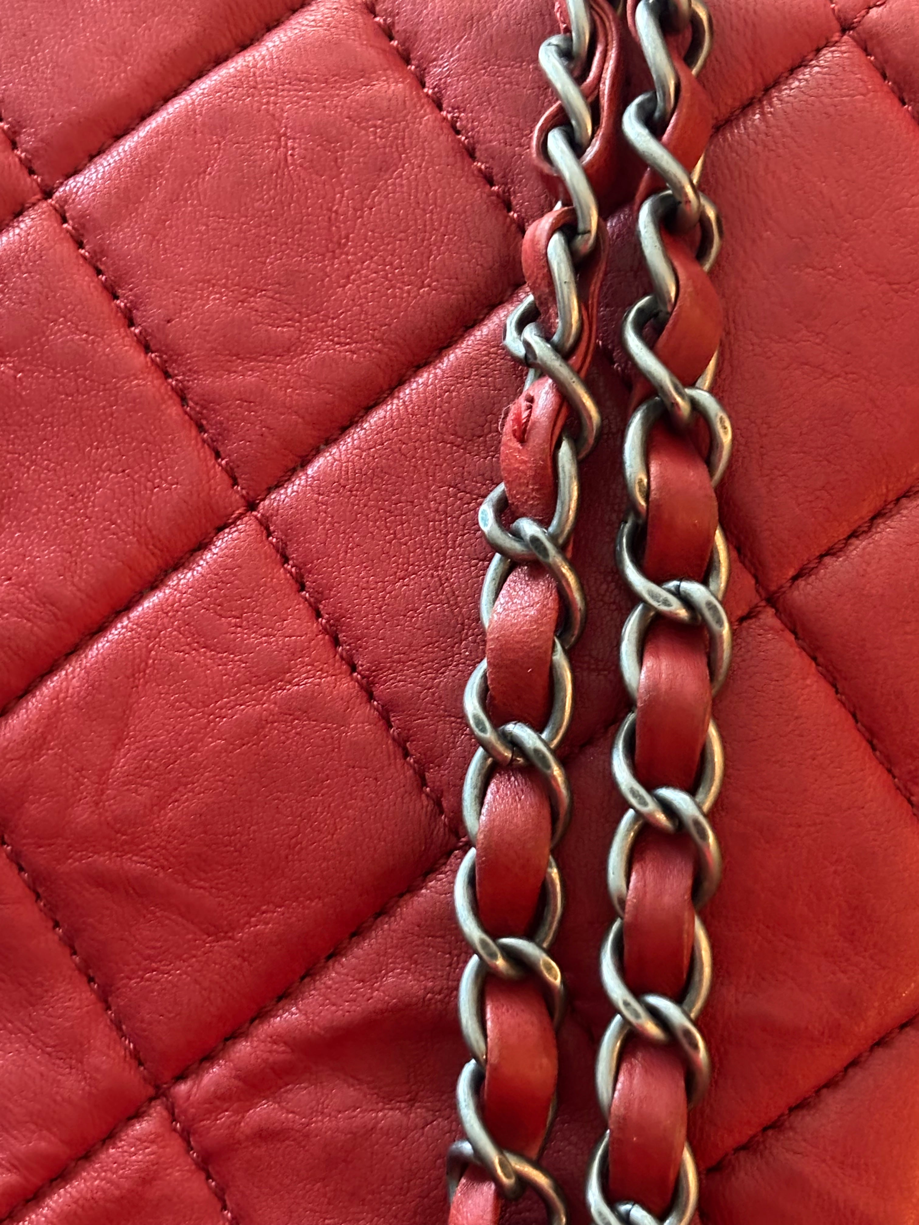 CHANEL Red Quilted Lambskin Reissue Tote Shoulder Bag | Clutch