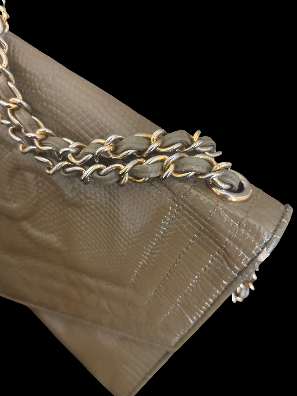 Chanel Embossed Lizard-Embossed Chain Bag