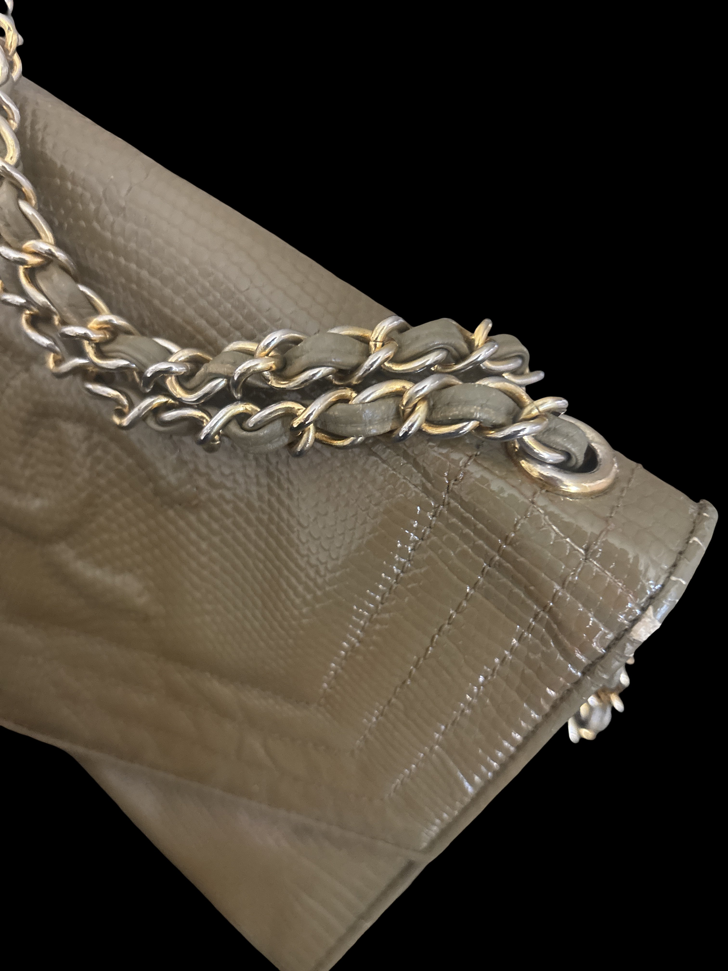 Chanel Embossed Lizard-Embossed Chain Bag