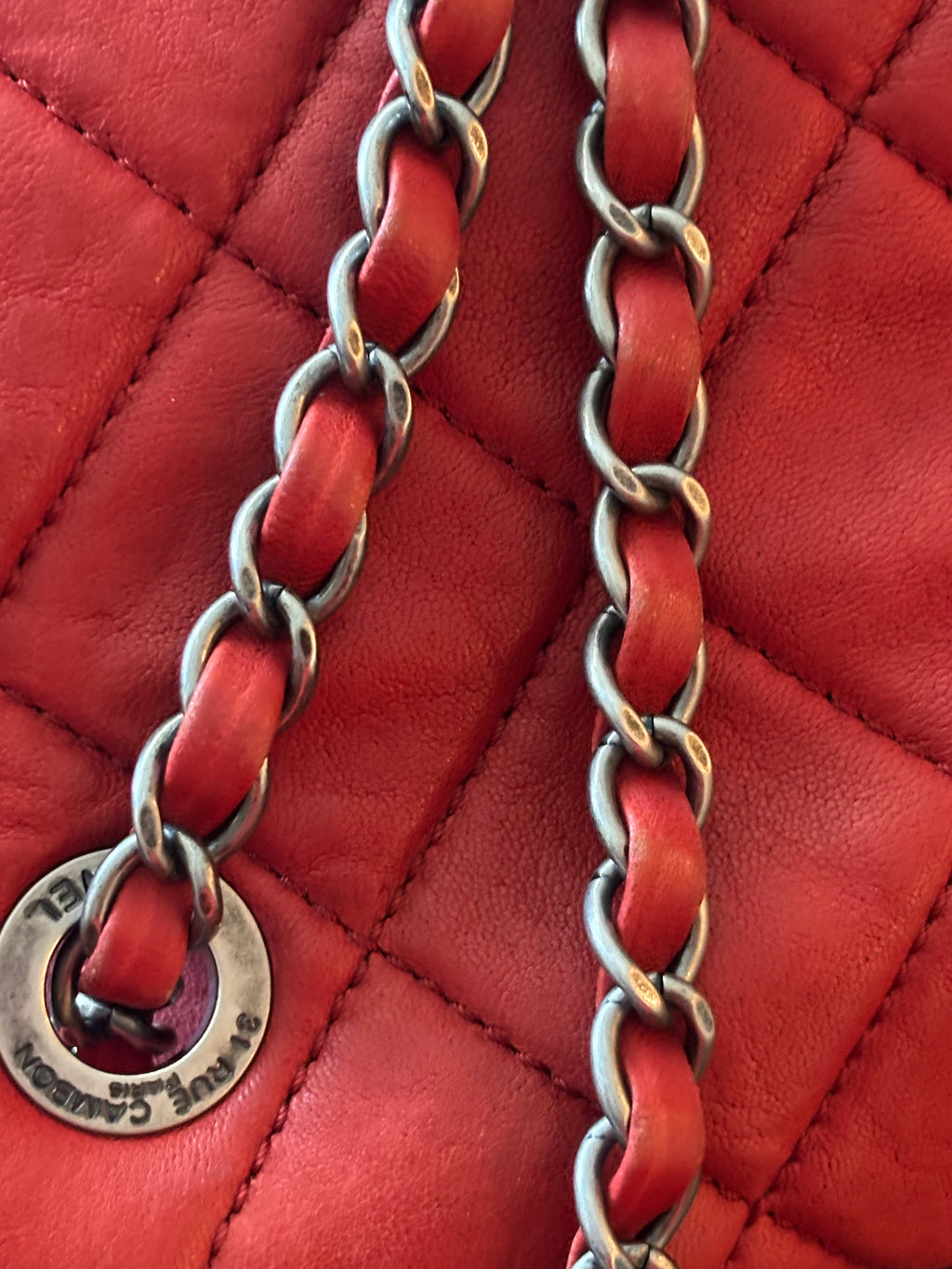 CHANEL Red Quilted Lambskin Reissue Tote Shoulder Bag | Clutch