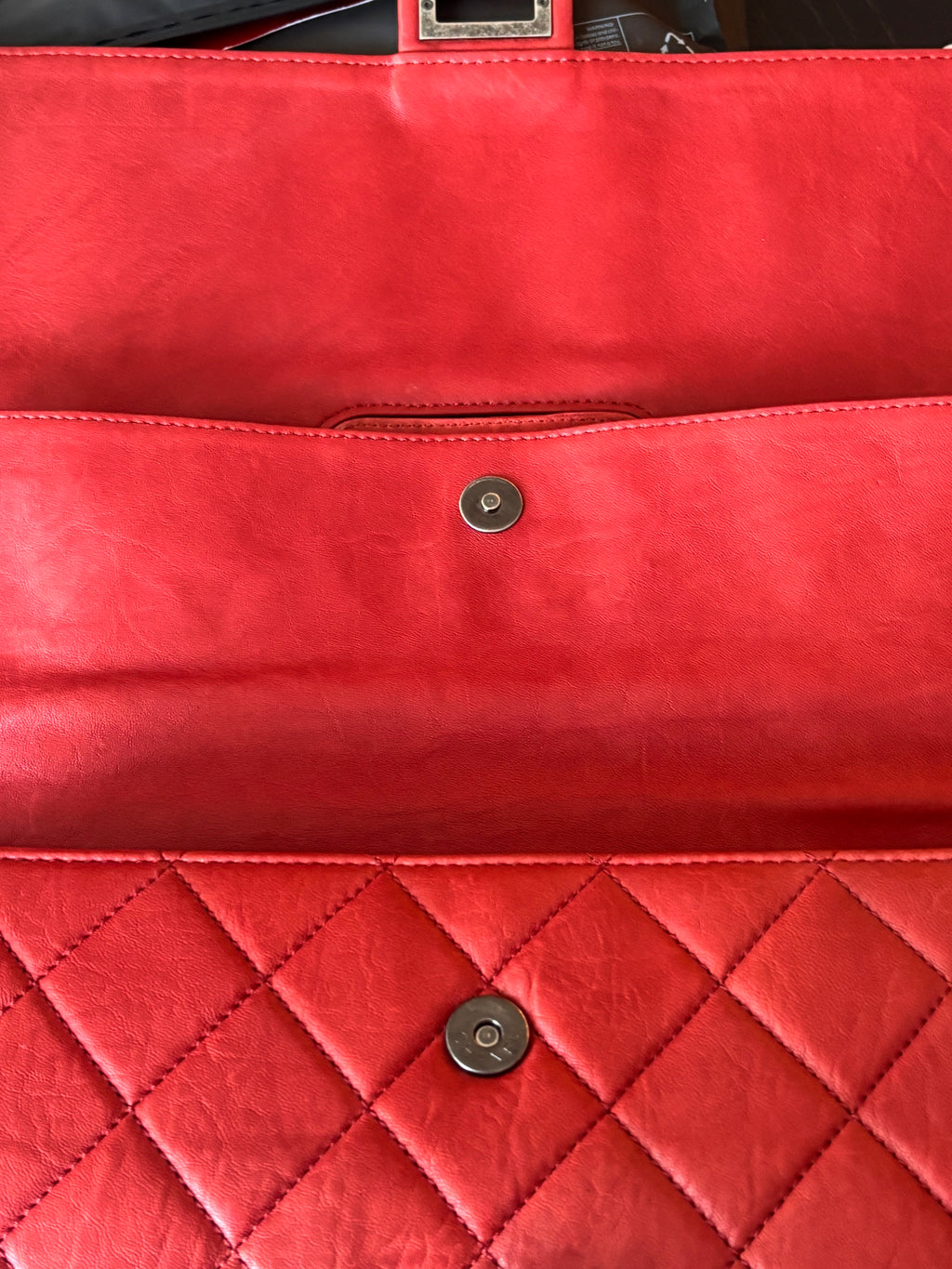 CHANEL Red Quilted Lambskin Reissue Tote Shoulder Bag | Clutch