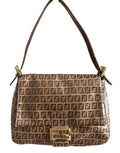 Authentic Fendi Zucca Monogram Mama Baguette Shoulder Bag – Brown PVC Canvas