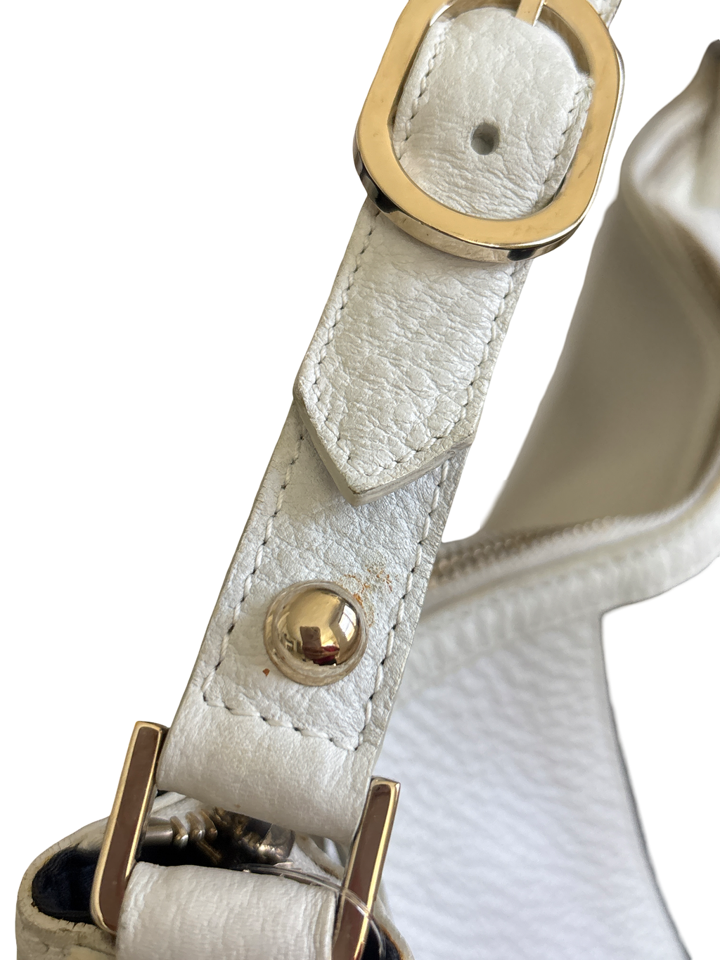 Gucci White Pebbled Leather Large Interlocking GG Hobo Shoulder Bag