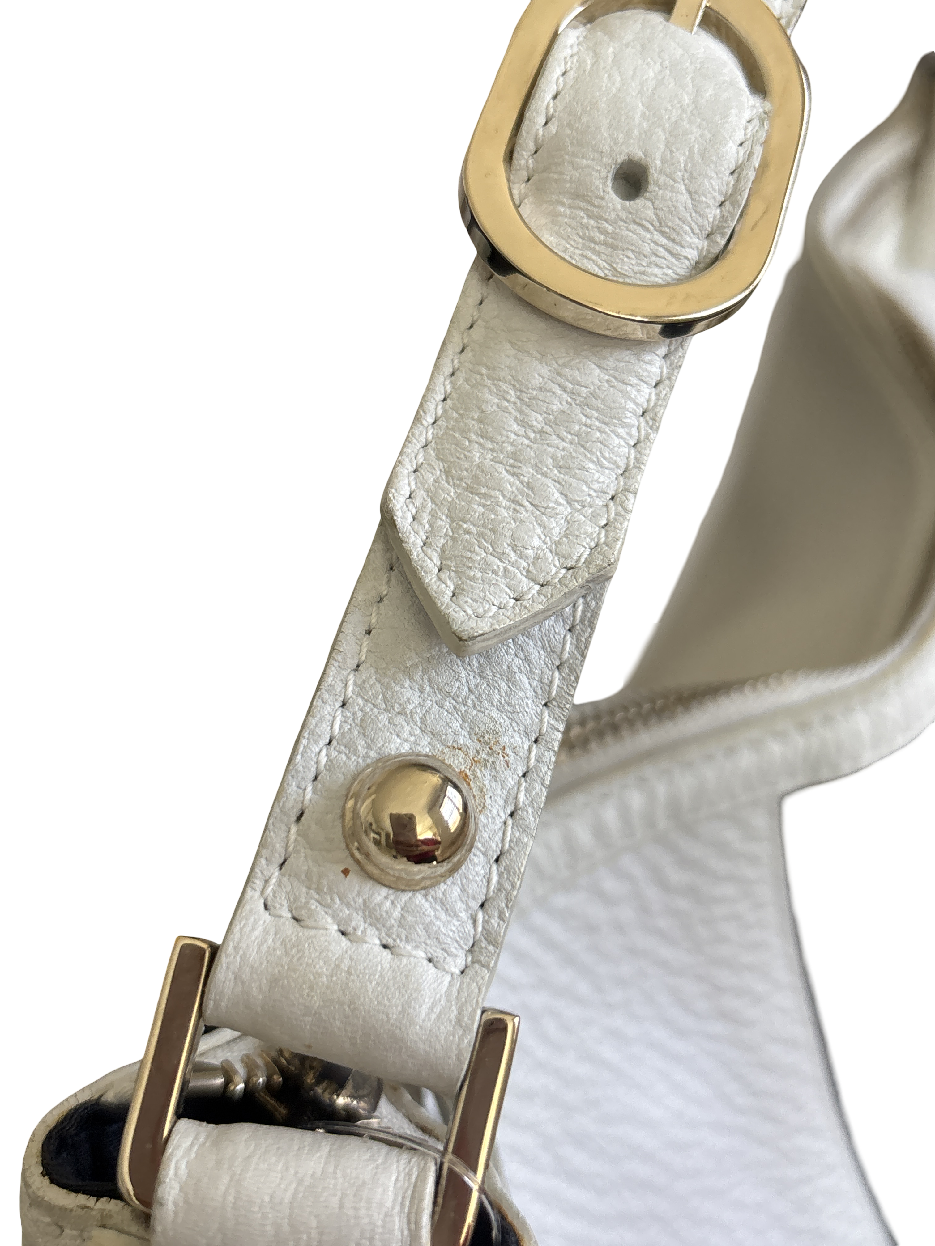 Gucci White Pebbled Leather Large Interlocking GG Hobo Shoulder Bag