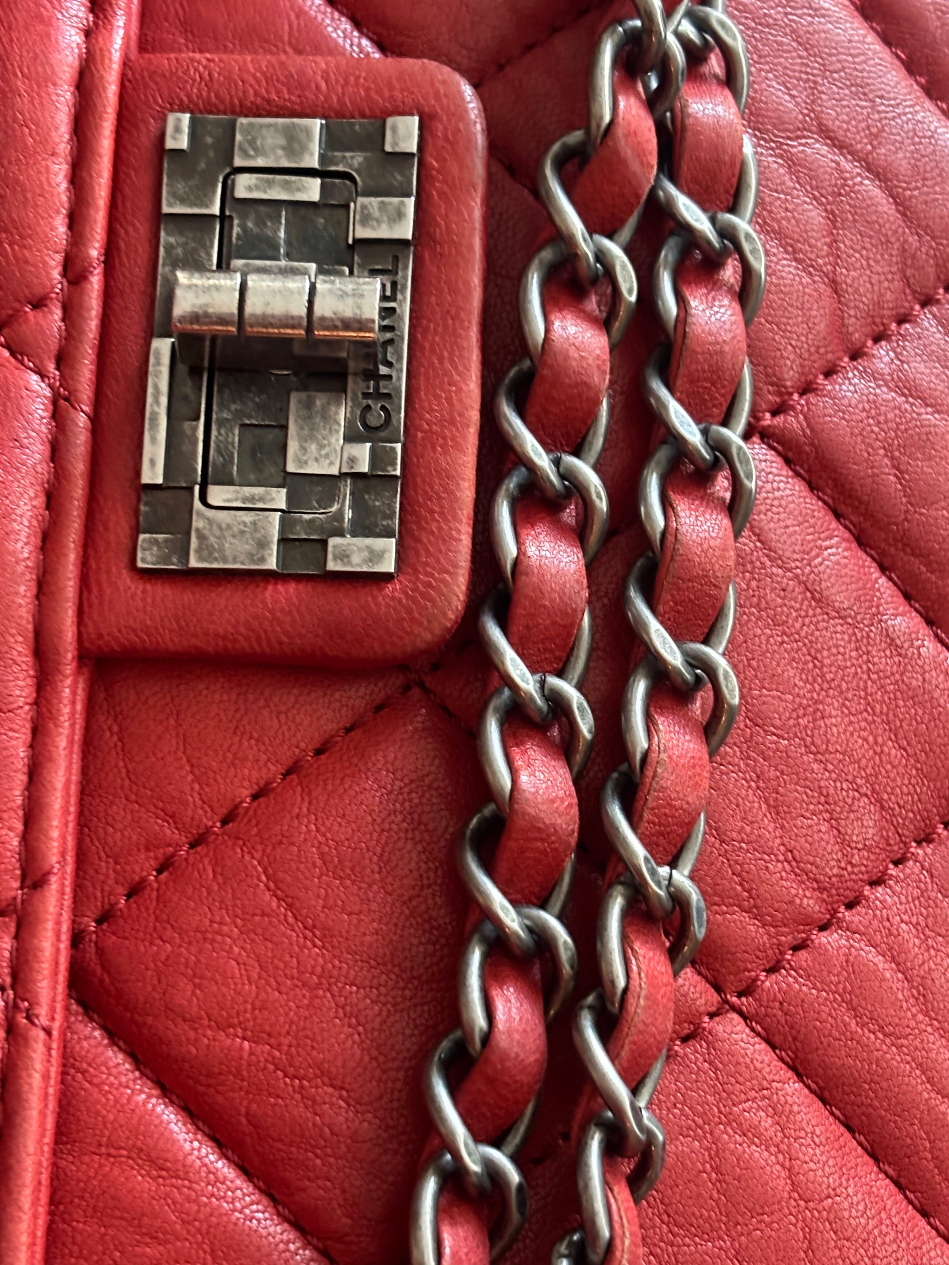 CHANEL Red Quilted Lambskin Reissue Tote Shoulder Bag | Clutch