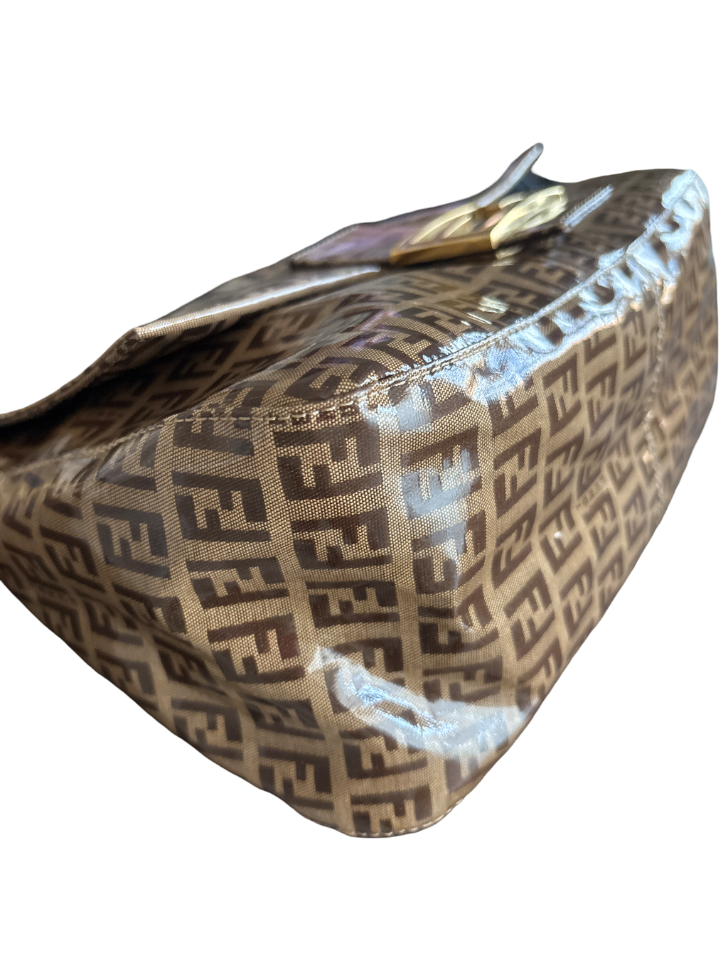 Authentic Fendi Zucca Monogram Mama Baguette Shoulder Bag – Brown PVC Canvas