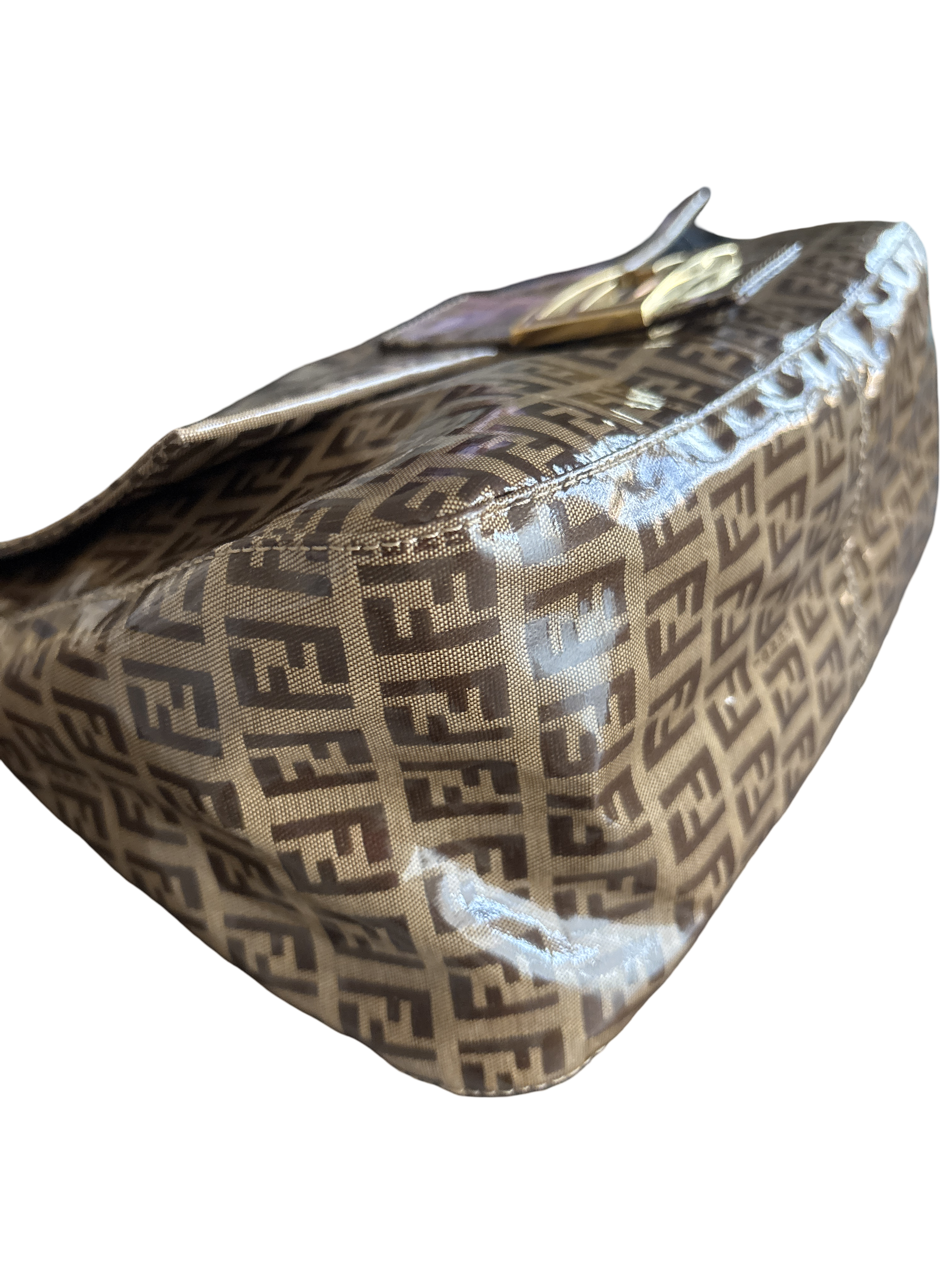 Authentic Fendi Zucca Monogram Mama Baguette Shoulder Bag – Brown PVC Canvas