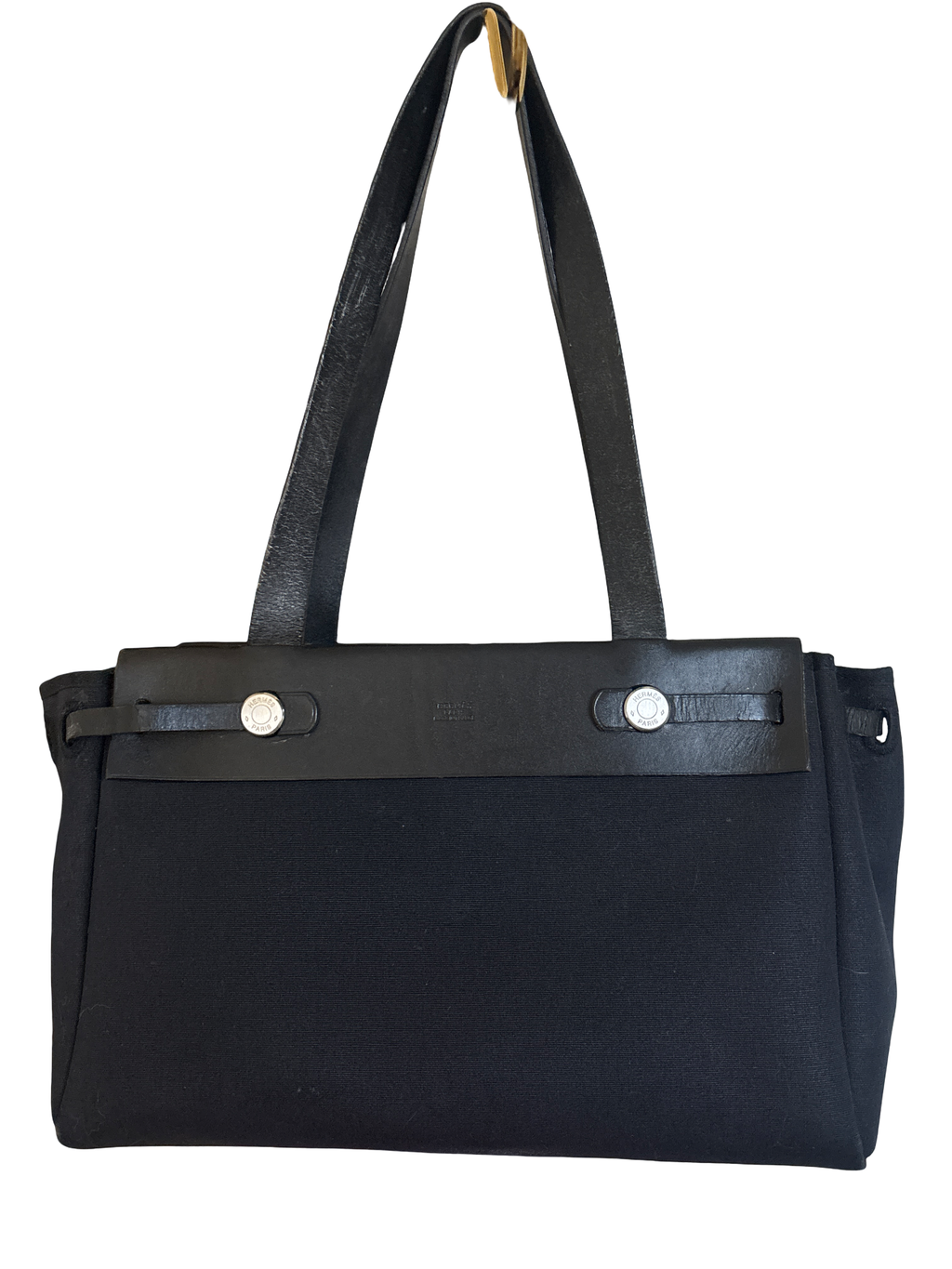 Hermès Herbag MM Canvas & Leather Shoulder Tote Bag Black