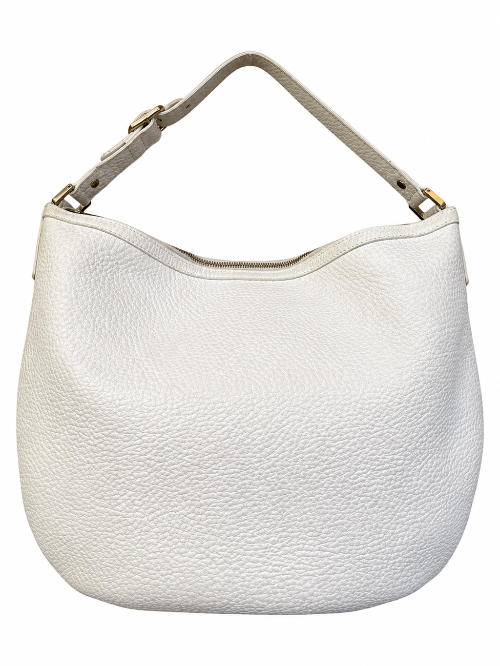 Gucci White Pebbled Leather Large Interlocking GG Hobo Shoulder Bag