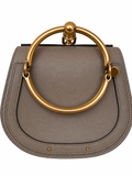 Chloé Nile Minaudière Bracelet Bag in Taupe Leather with Gold Hardware