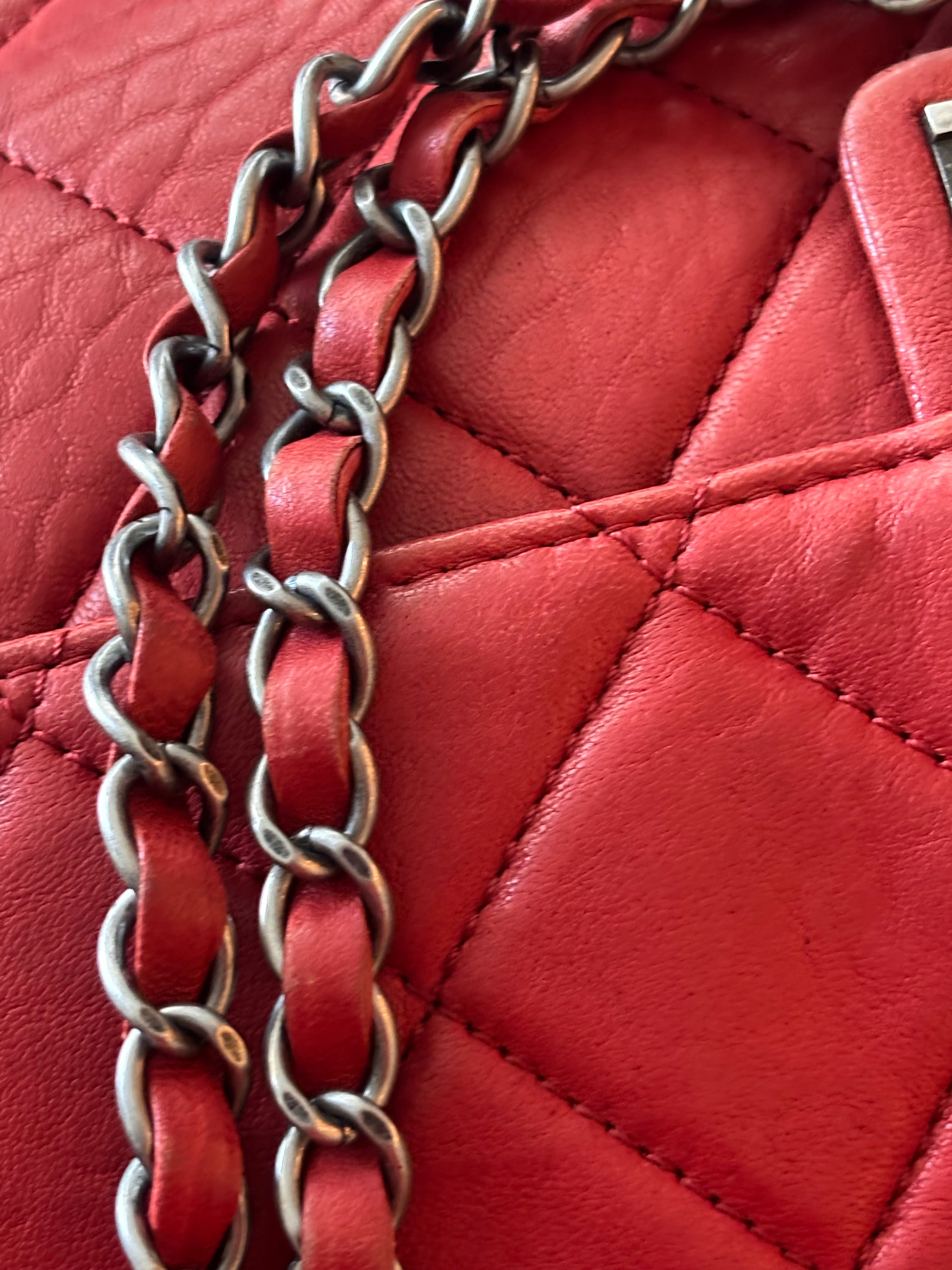 CHANEL Red Quilted Lambskin Reissue Tote Shoulder Bag | Clutch