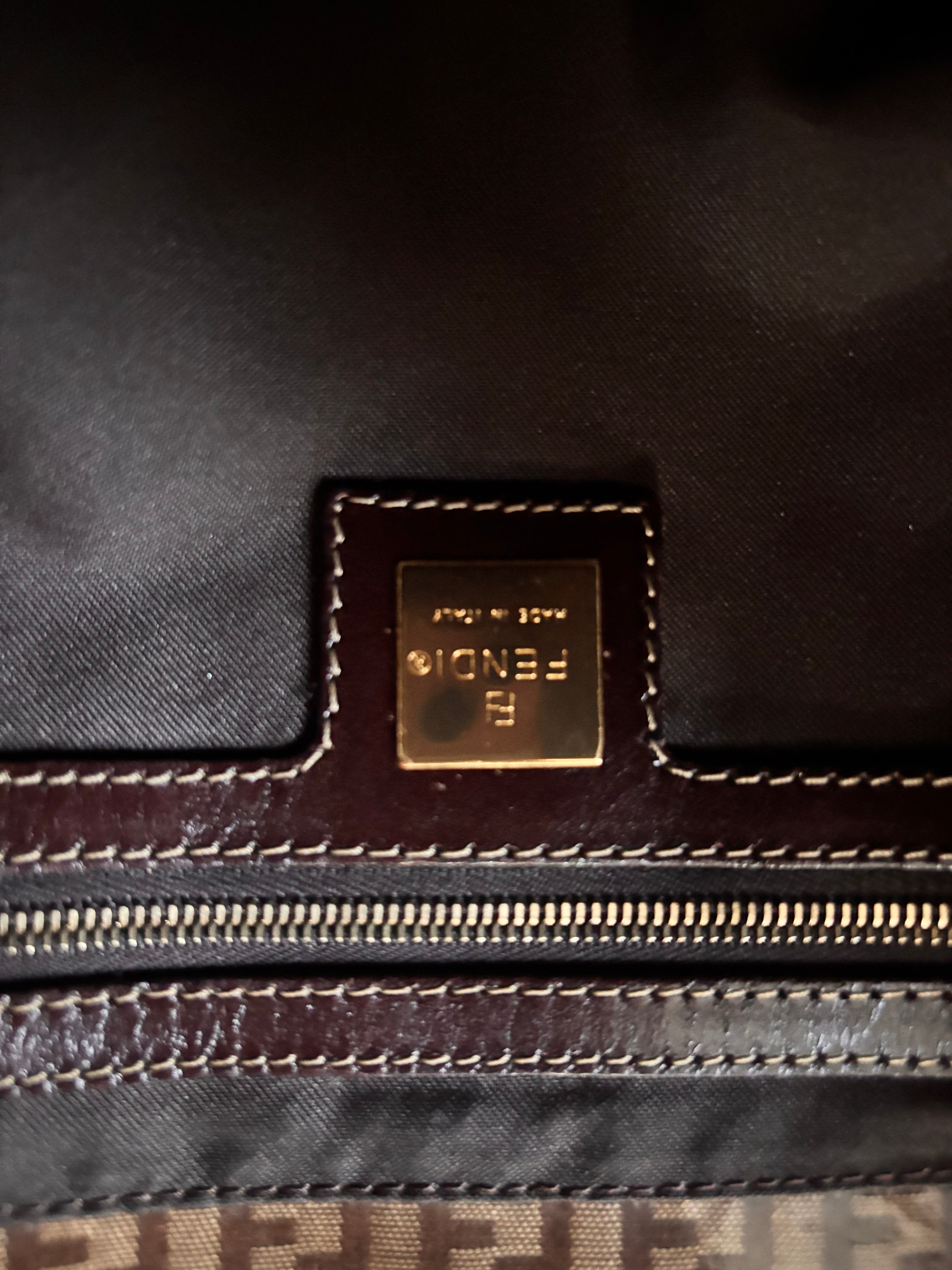 Authentic Fendi Zucca Monogram Mama Baguette Shoulder Bag – Brown PVC Canvas