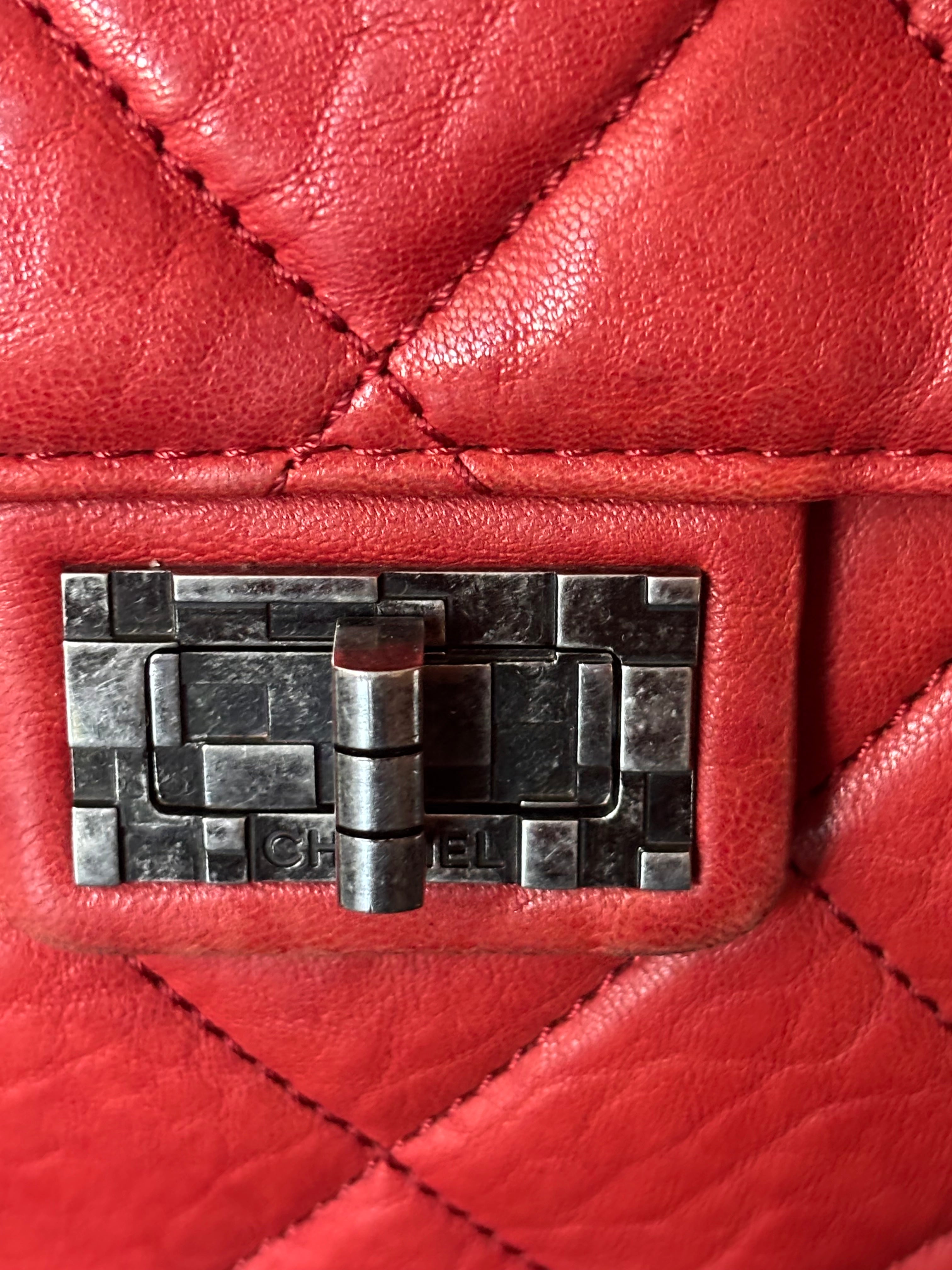 CHANEL Red Quilted Lambskin Reissue Tote Shoulder Bag | Clutch