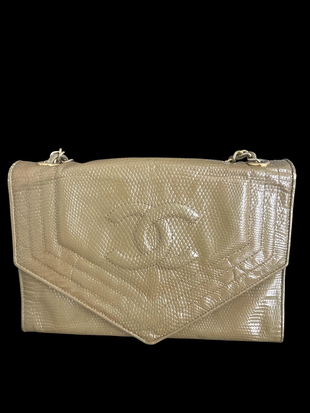 Chanel Embossed Lizard-Embossed Chain Bag