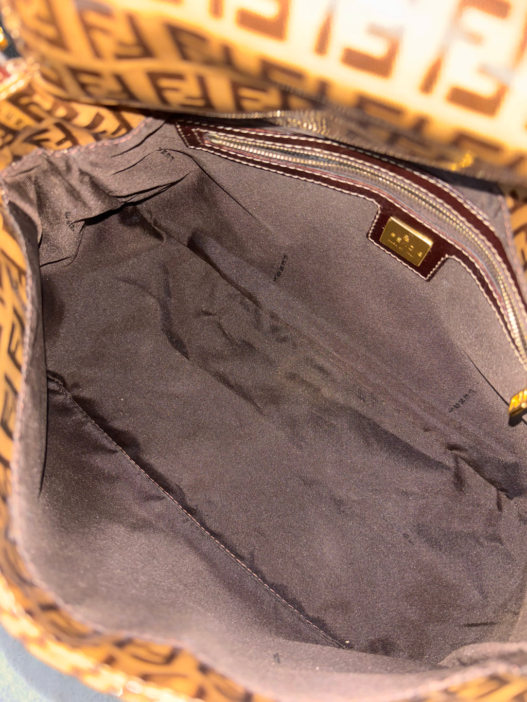 Authentic Fendi Zucca Monogram Mama Baguette Shoulder Bag – Brown PVC Canvas