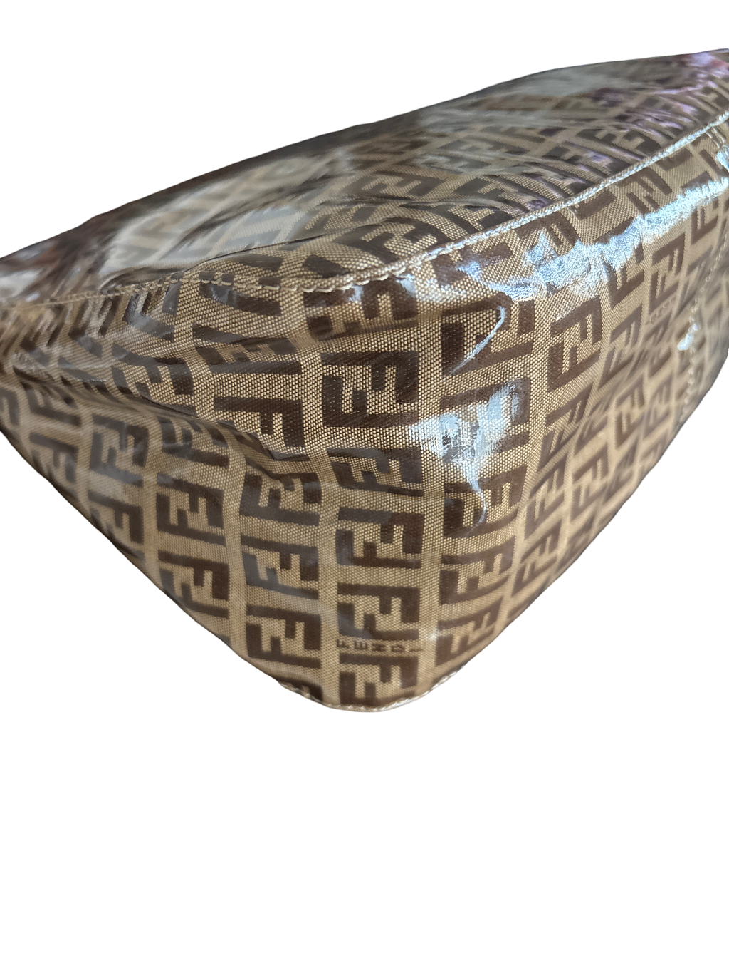 Authentic Fendi Zucca Monogram Mama Baguette Shoulder Bag – Brown PVC Canvas