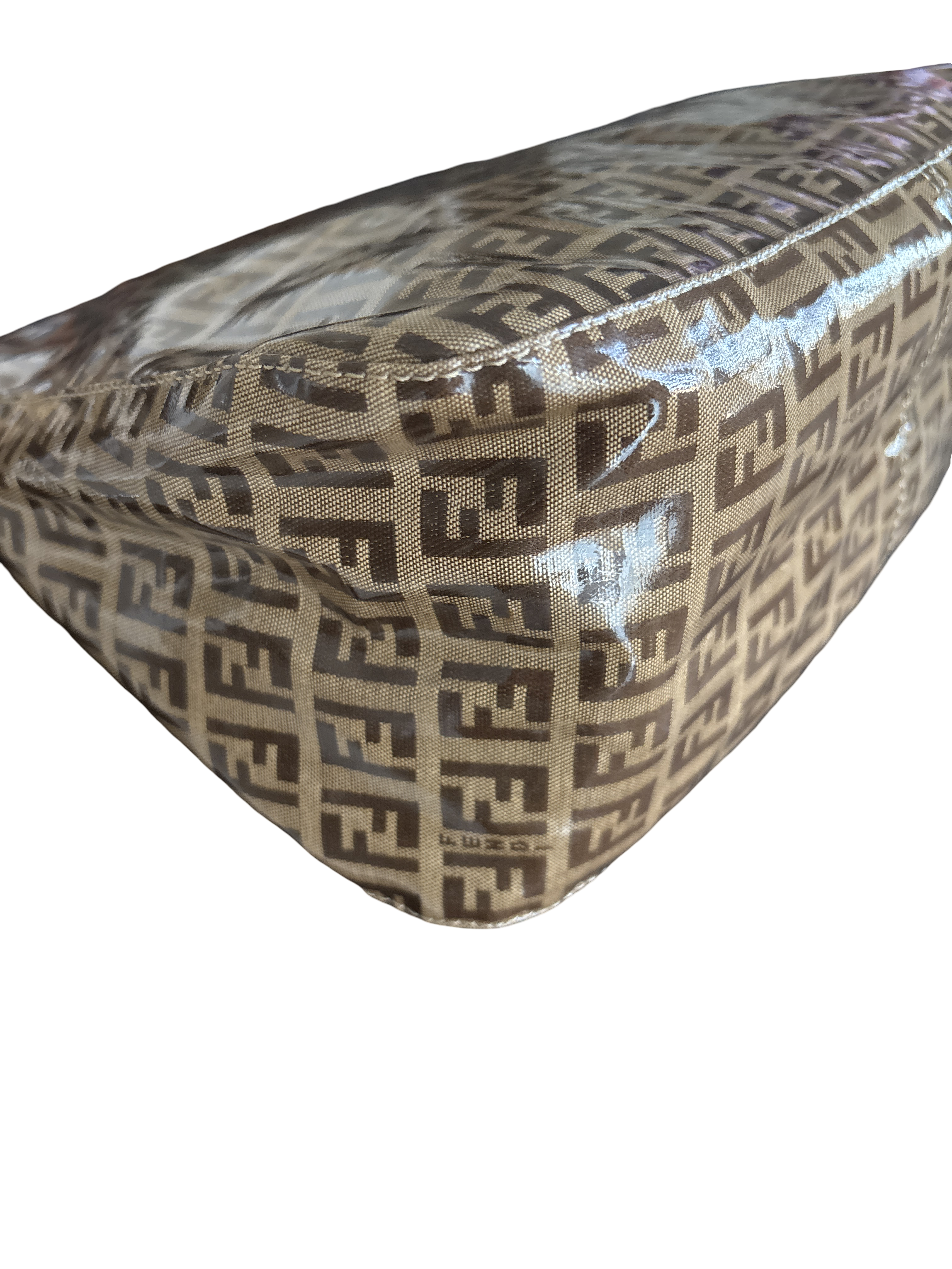 Authentic Fendi Zucca Monogram Mama Baguette Shoulder Bag – Brown PVC Canvas