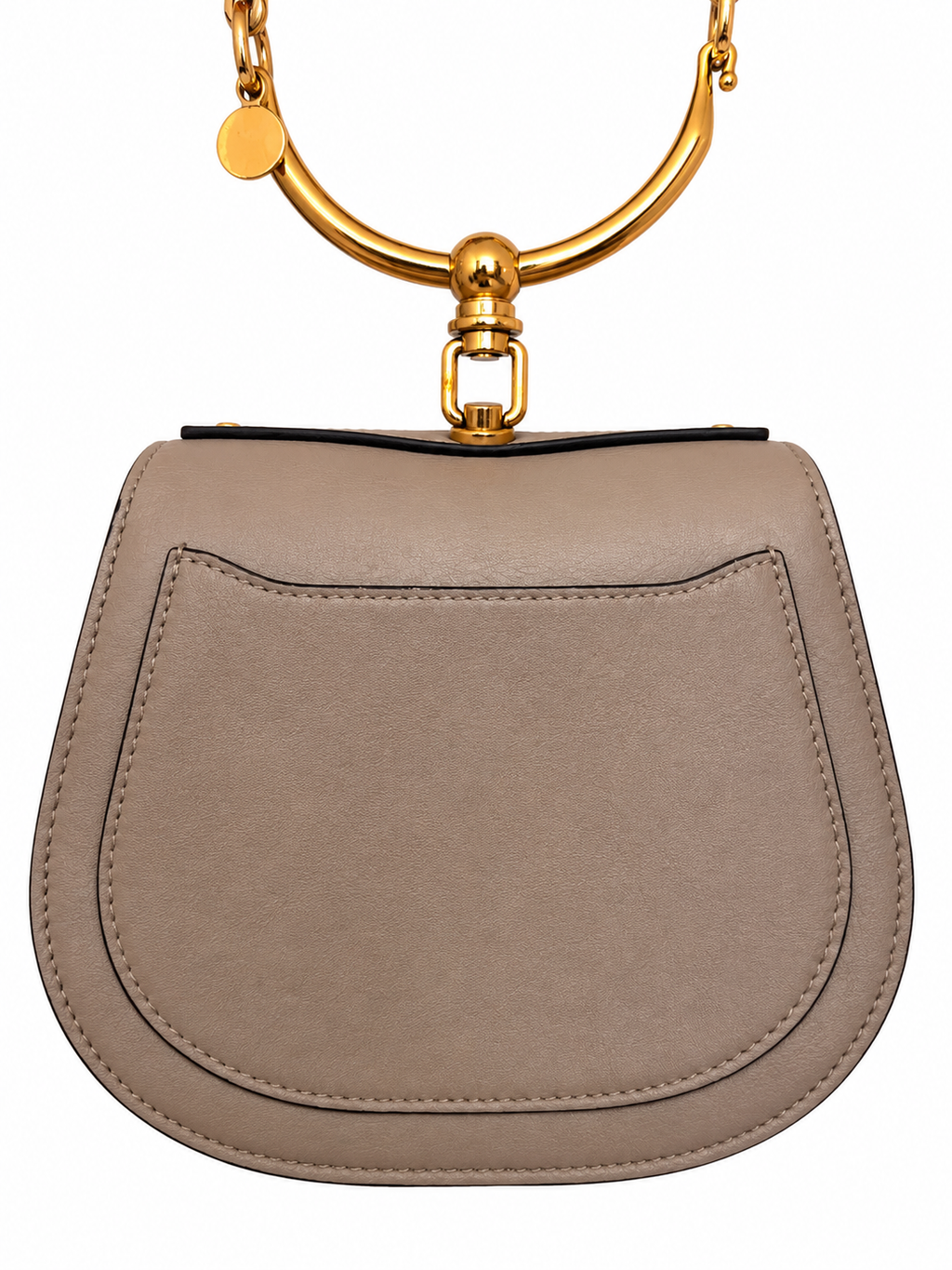 Chloé Nile Minaudière Bracelet Bag in Taupe Leather with Gold Hardware