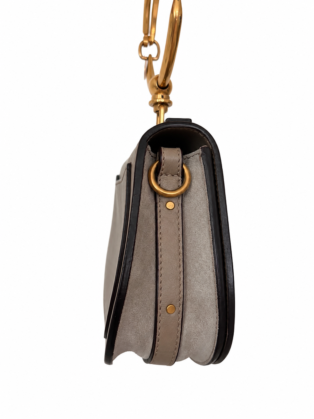 Chloé Nile Minaudière Bracelet Bag in Taupe Leather with Gold Hardware